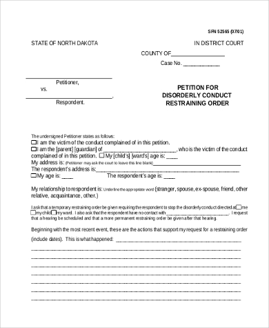 FREE 12  Restraining Order Form Samples PDF MS Word Google Docs