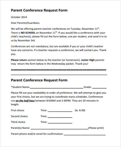 parent conference request form