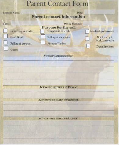 parent contact information form pdf