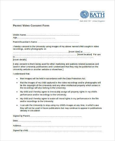 parent video consent form