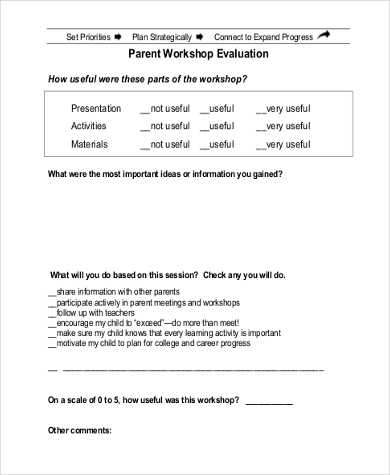 parent workshop evaluation form