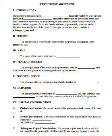 partnership agreement sample pdf