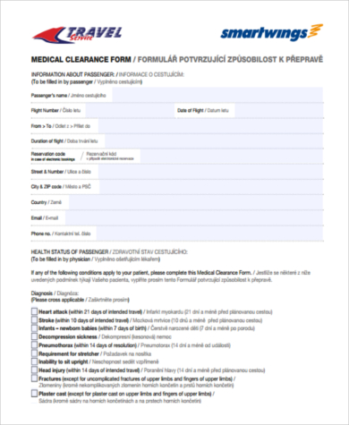 passenger medical clearance form