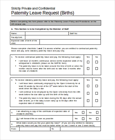 paternity leave request form