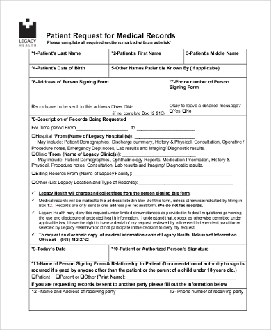 patient medical records request form