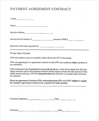 payment agreement contract