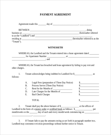 payment agreement form pdf