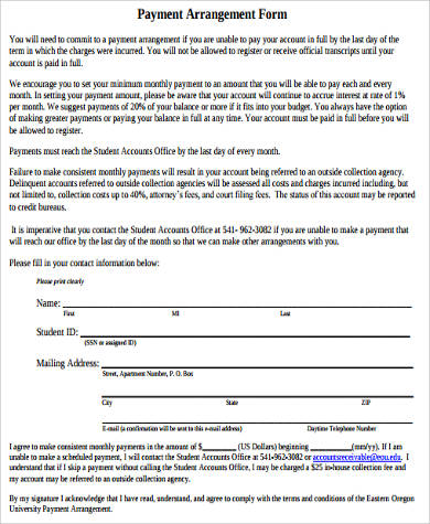 payment for student agreement form