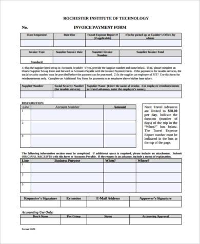 payment invoice form in pdf
