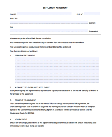 payment settlement agreement form1