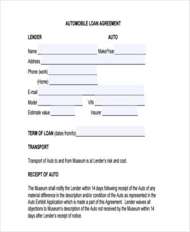 personal car loan agreement form1