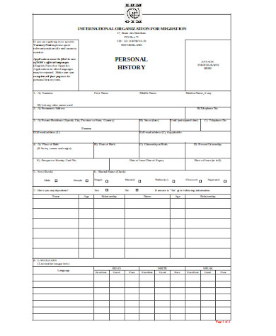 personal employment history form