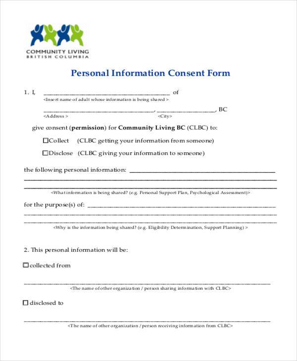 personal information consent form