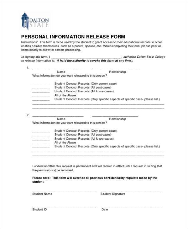 personal information release form2