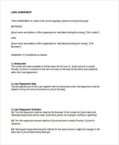 FREE 12+ Personal Loan Agreement Form Samples, PDF, MS Word, Google Docs