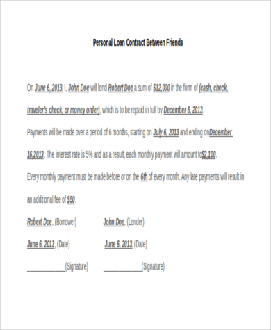 FREE 8+ Sample Personal Loan Contract Forms in MS Word | PDF
