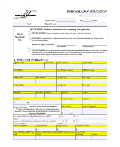 personal loan contract form