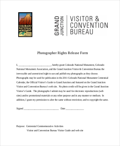 photographer rights release form printable