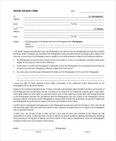 photography model release form pdf