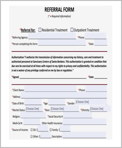 physical assessment referral form