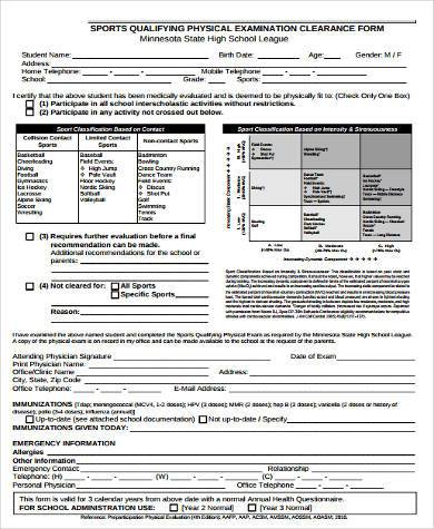 physical examination form