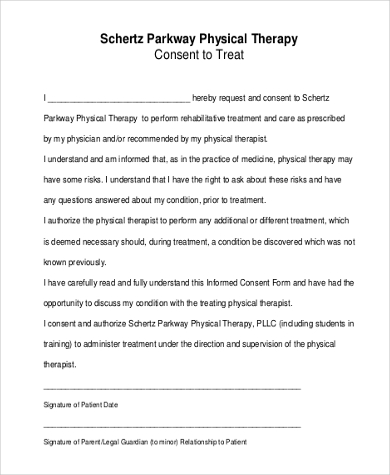 physical therapy consent to treat form