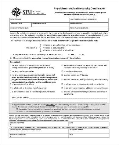 physician medical necessity form