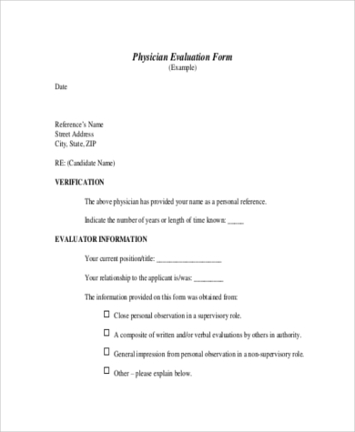 physician performance evaluation form