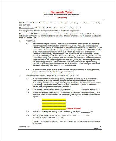 power purchase agreement form in word format