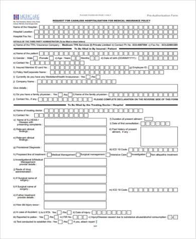 pre authorization request form