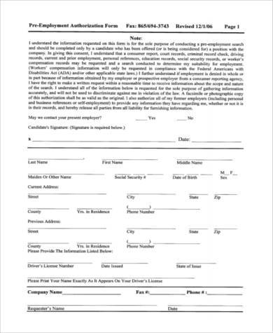 pre employment authorization form3