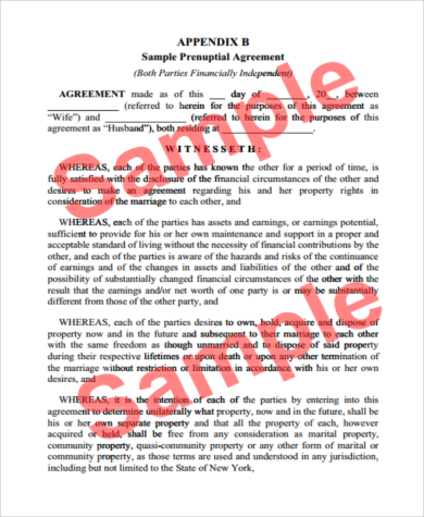 prenuptial agreement sample form