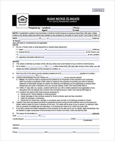 unforgettable printable 30 day eviction notice pierce blog