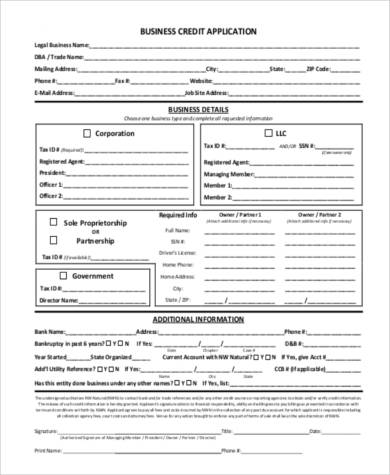 FREE 8+ Sample Business Credit Application Forms in PDF | MS Word