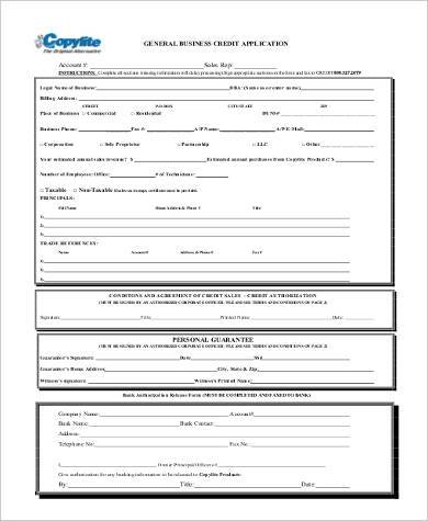 printable business credit application form2