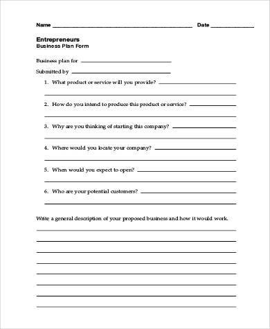 printable business form example