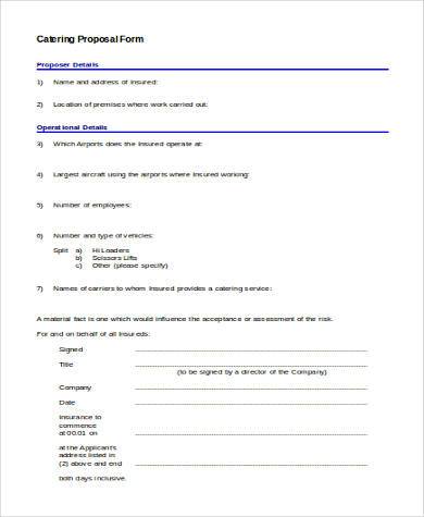 printable catering proposal form