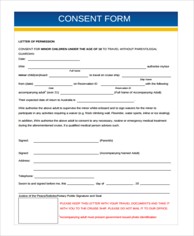 printable child travel consent form