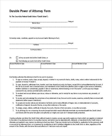 printable durable power of attorney form