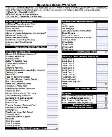printable family budget form