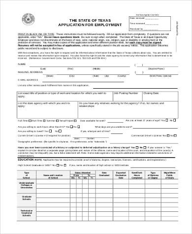 printable job applications pdf