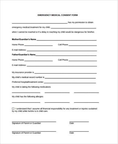 printable medical permission form