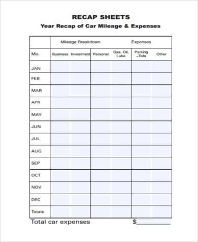 printable mileage tracker form