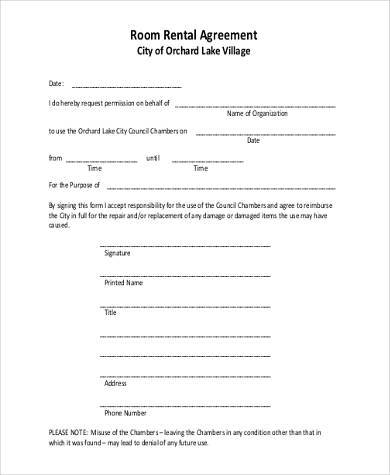 Free 13+ Room Rental Agreement Form Samples, Pdf, Ms Word, Google Docs