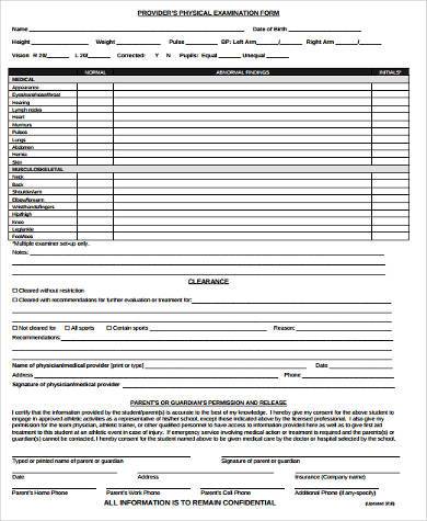 FREE 8+ Sample School Physical Forms in MS Word | PDF