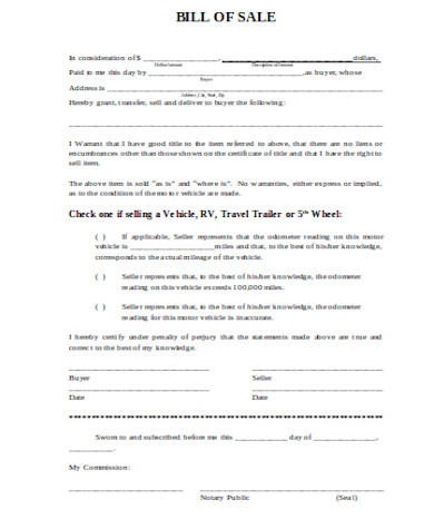 FREE 14+ Vehicle Bill of Sale Samples, PDF, MS Word, Google Docs, Excel