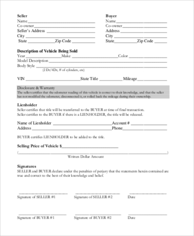 printable vehicle purchase agreement