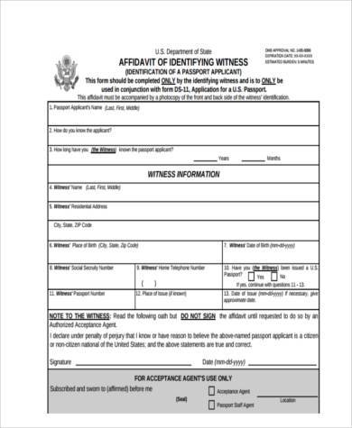 printable witness affidavit form