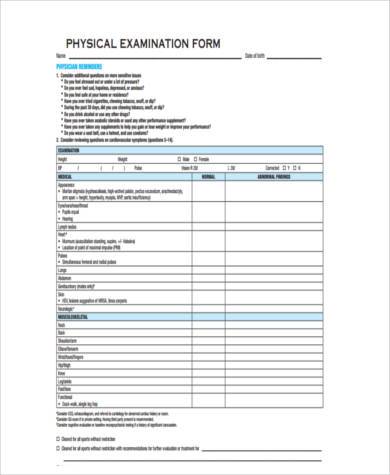 printable work physical form