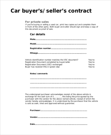 private car purchase agreement